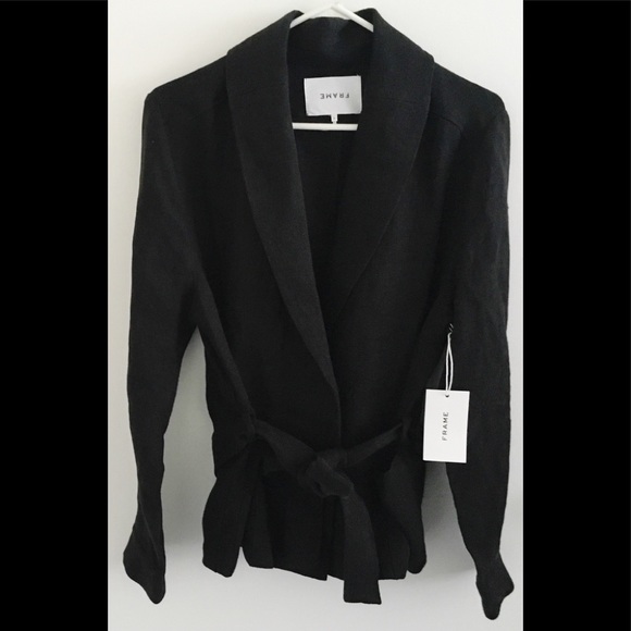 FRAME Black linen blazer with front pockets, small - Picture 5 of 10